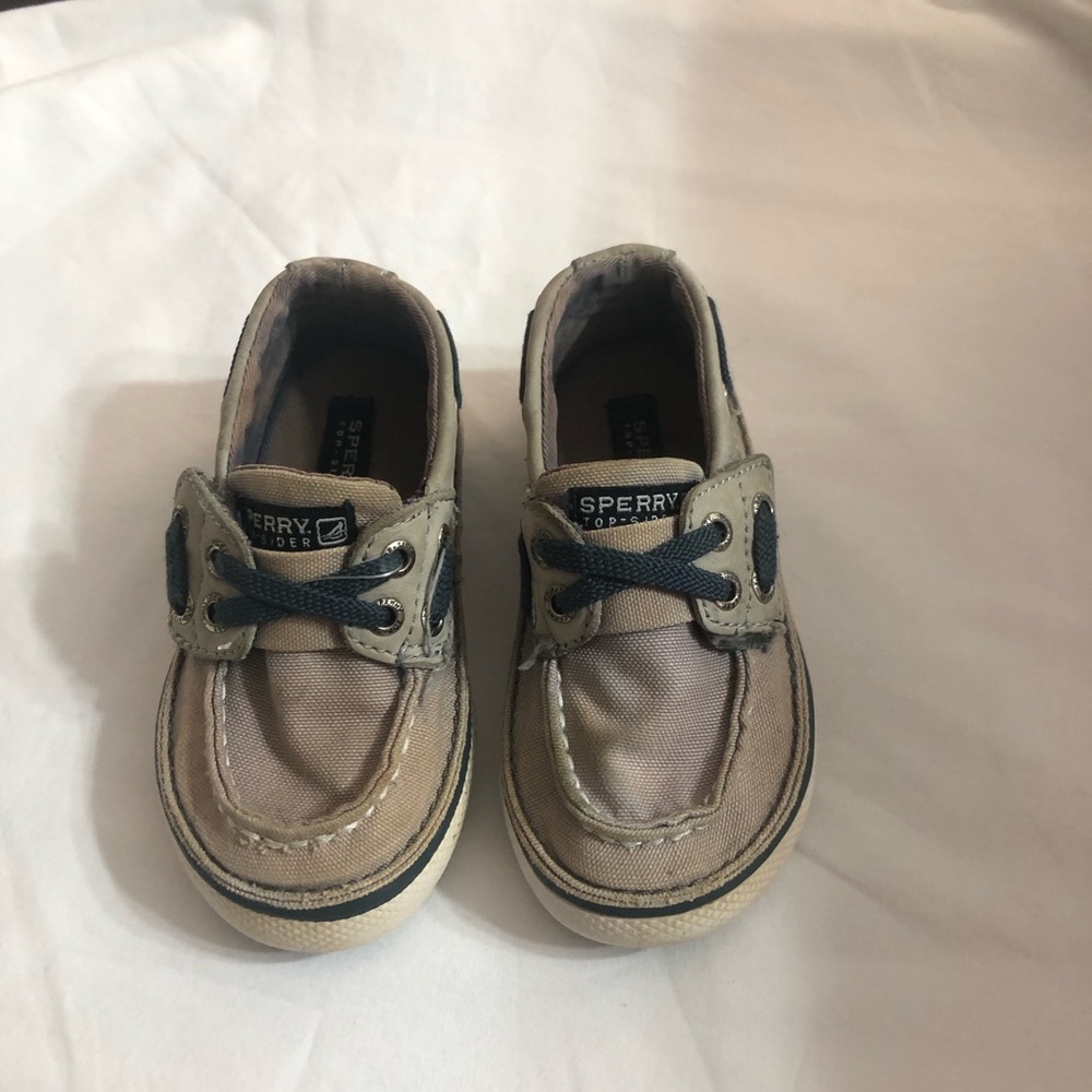 Sperry top sider boy’s shoes side adjustable velcro straps slip on gray.6.5